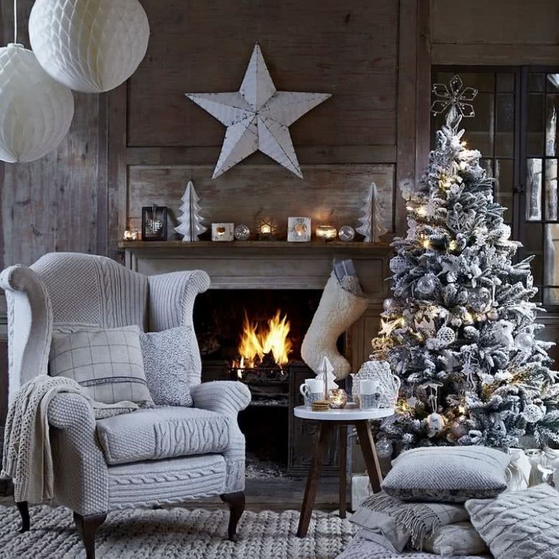 decoración navideña blanca